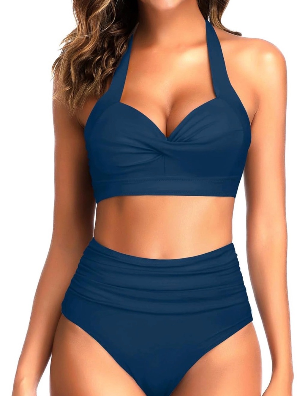Tempt Me High-Waist Halter Bikini Set in Deep Teal